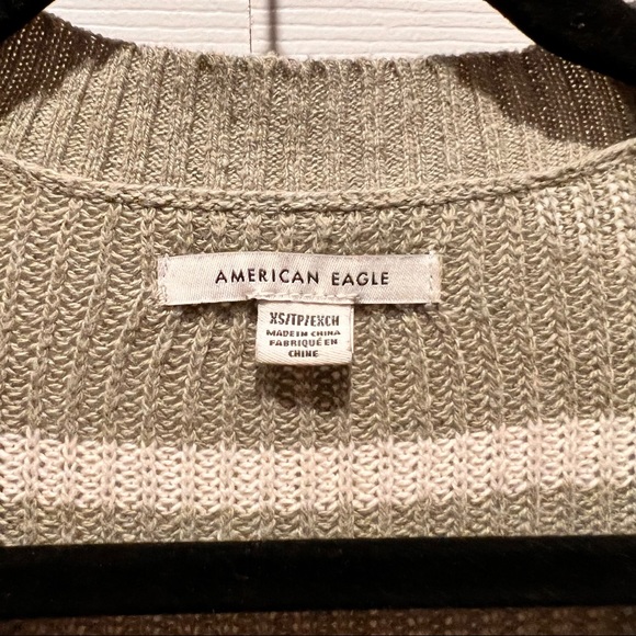 Striped Sage Green American Eagle Cardigan - Picture 3 of 3